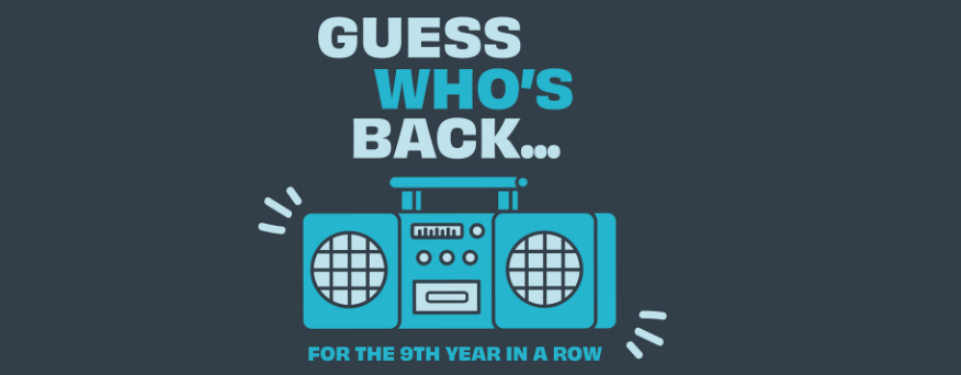 Cartoon radio image with Guess Who's Back… For The 9th Year In A Row text.