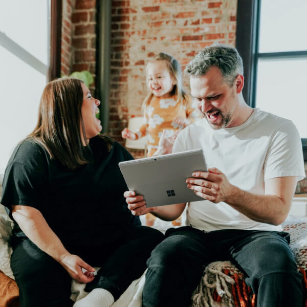 family using a tablet